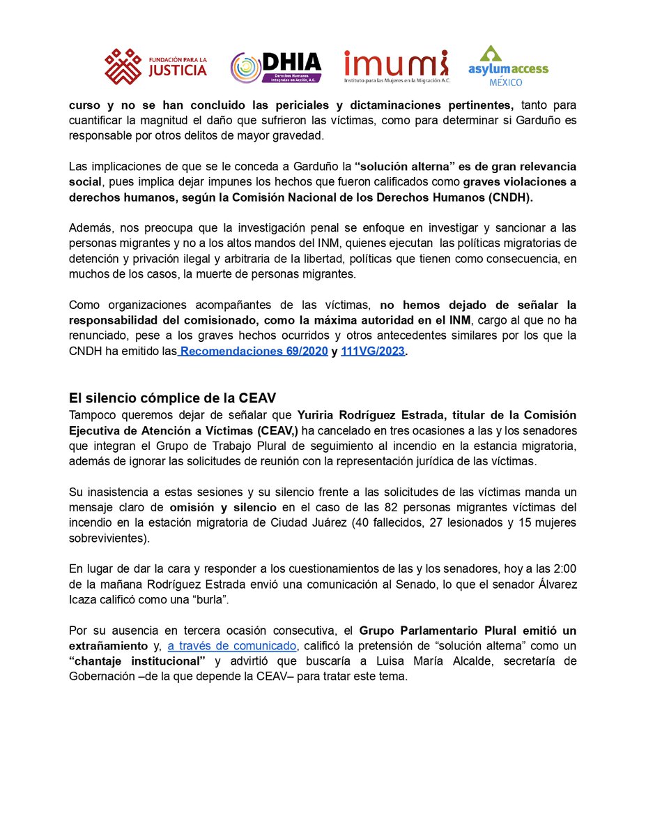 FJEDD's tweet photo. Francisco Garduño, comisionado de @INAMI_mx, busca evadir que la investigación aún abierta determine su responsabilidad penal por la muerte de 40 migrantes y 27 sobrevivientes lesionados en el incendio de la estancia de Ciudad Juárez, al proponer una “solución alterna” https://t.co/X6pcfvzzAA