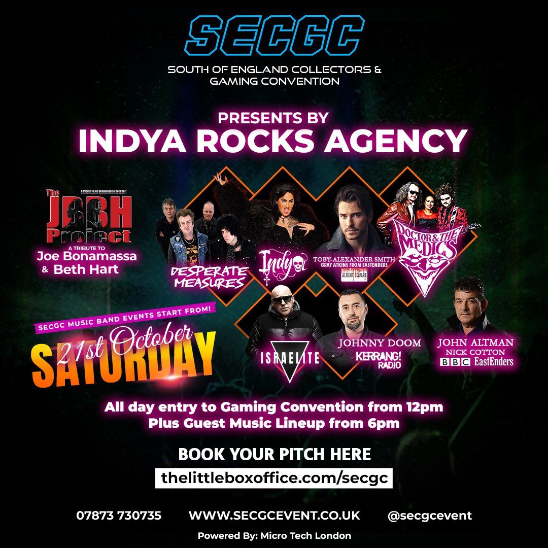 secgcevent's tweet photo. Welcome to @SouthEngEvents @_TobyAlexander @IndyaOfficial @johnnydoom #Eastenders 

🌟Jurassic Zone
🎮Gaming Zone
🎵Music Concerts
👻Horror Zone
🐶Dog Shows
💪Wrestling
🎡Funfair Event
#comiconcosplay #musicconcert #musicevent #wrestling https://t.co/HMMUKmZqxu