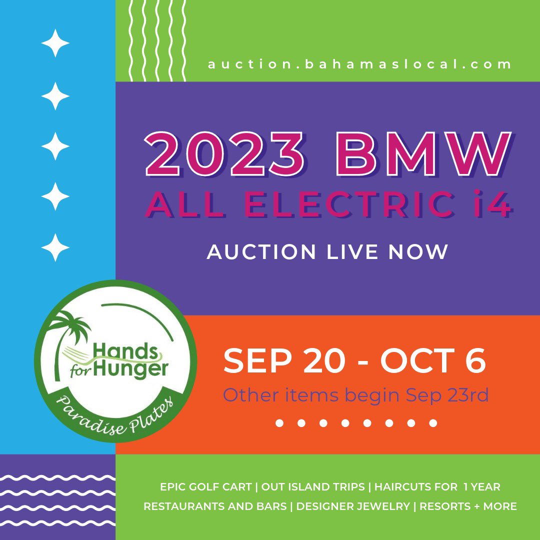 The Auction for the 2023 BMW All Electric is LIVE now and will close on October 6th, 2023 at 11:59pm⏰

auction.bahamaslocal.com