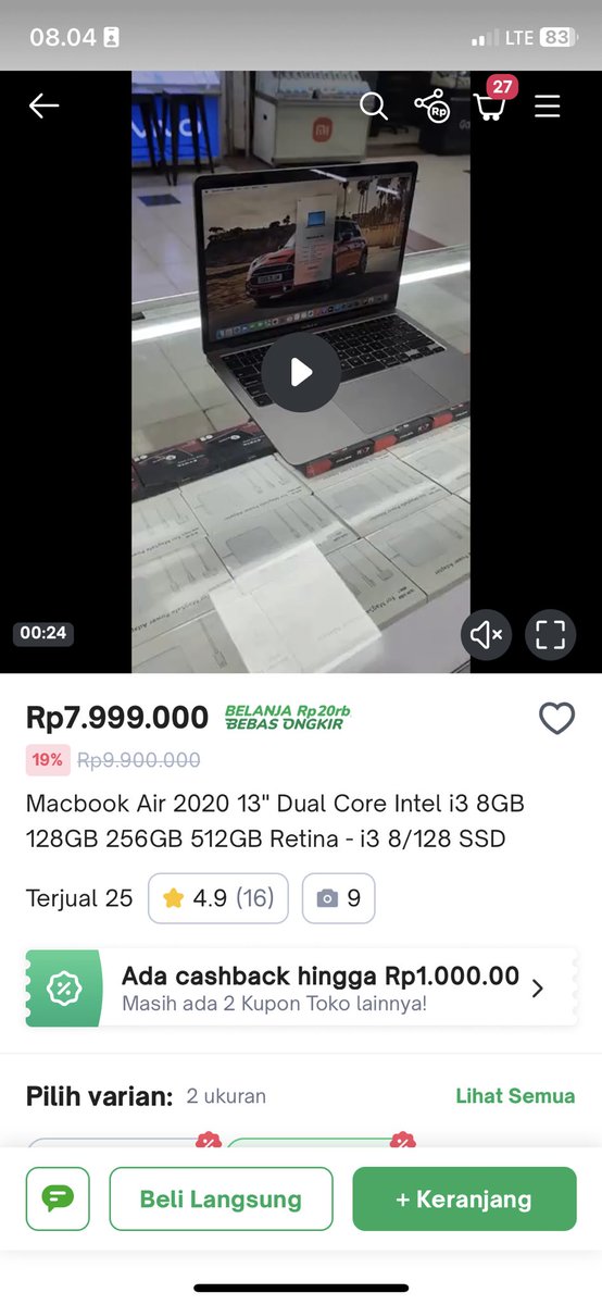 Cakep nih mumpung diskon dari 9jt an jadi 7jt an aja udah bisa gaya di cafe 😁😅

Ada diskon 19% nih jadi Rp7.999.000. 
Transaksi aman cuma di Tokopedia dong. 
tokopedia.link/hVj7OdQcgDb
