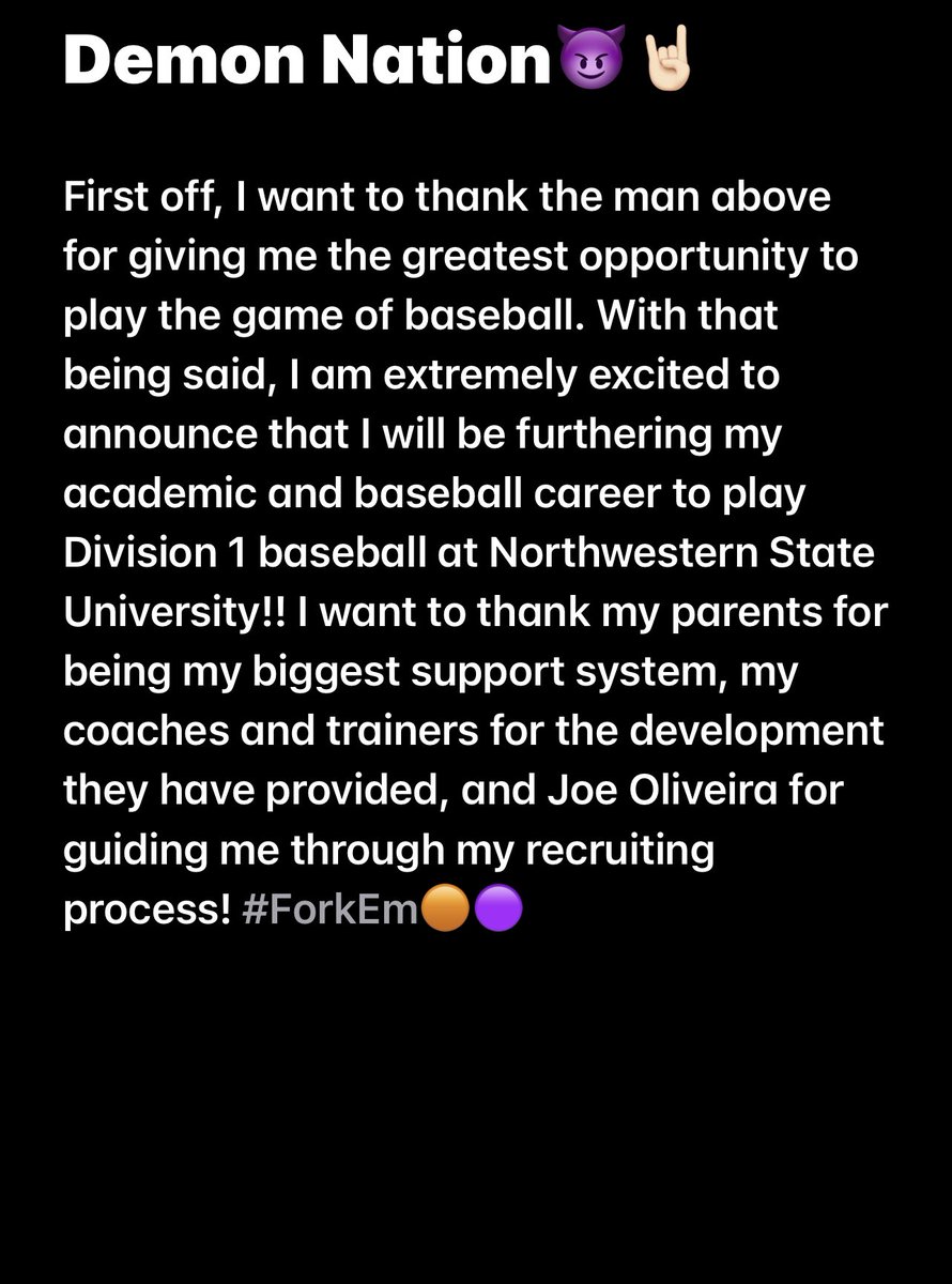 COMMITTED😈🤘🏻
<a href="/CoachBert/">Chris Bertrand</a> <a href="/DBelanger1721/">Dylan Belanger</a> <a href="/NSUDemonsBSB/">NSU Baseball</a> <a href="/danny_hlad/">Dan Hlad</a> @PBR_Utah @OBC_D1 @AlphaMovementBB <a href="/erikwagle11/">Erik Wagle</a> <a href="/robert_abel/"></a>