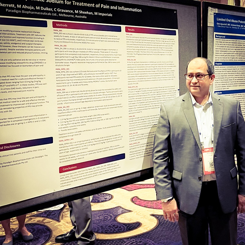ParadigmBio's tweet photo. Global Head of #Osteoarthritis Dr Ahuja attended @PAINWeek 2023 showcasing @ParadigmBio’s work developing #PPS to address persistent pain in disorders characterised by #pain & #inflammation like #OA #MPS & #RossRiverVirus #arthritis.
#PAINWeek2023 #DMOAD #pentosan $PAR https://t.co/zBz0vCy6EC