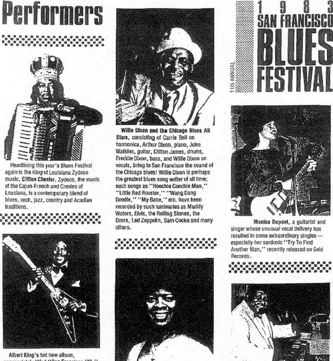 #Blues 
#WillieDixon #AlbertKing #RufusThomas #TroyceKey #IrmaThomas #CliftonChenier #MonicaDupont