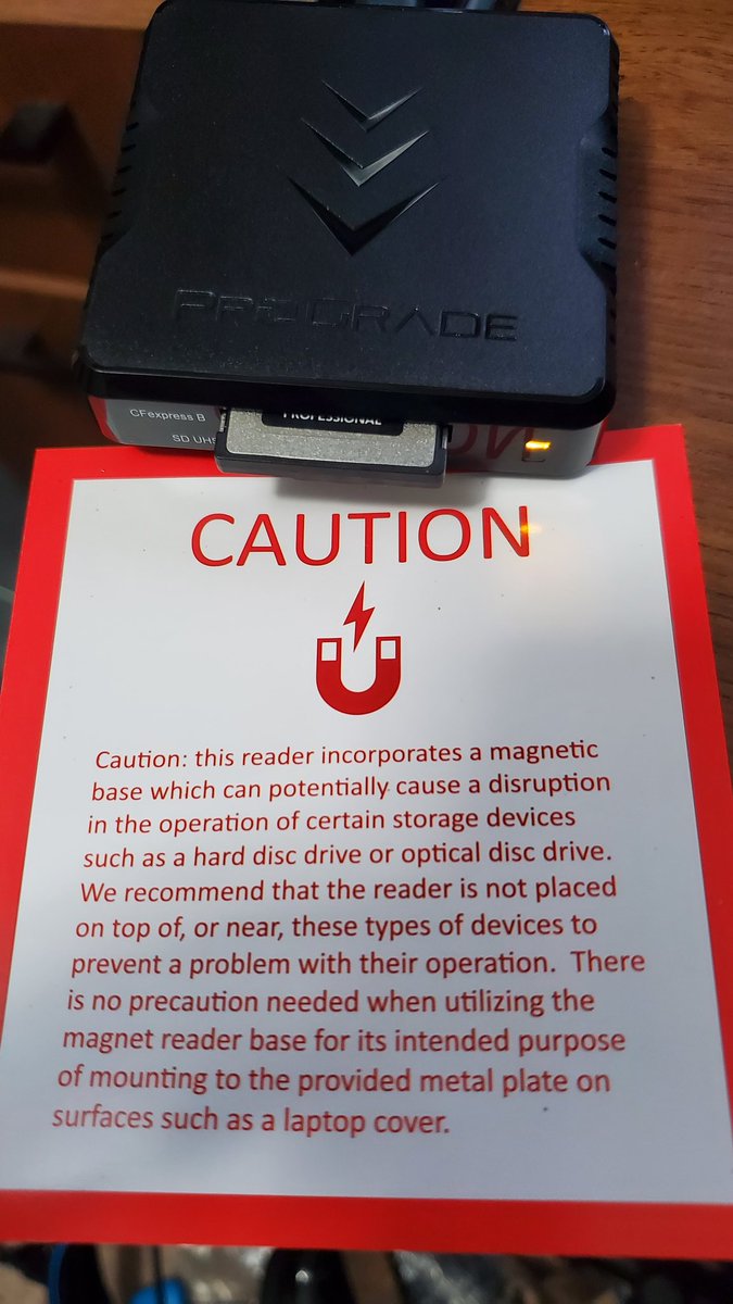 BuckRemington_'s tweet photo. Why in God's name does @ProGradeDigital put a fucking RARE EARTH MAGNET on computer equipment. Let me tell you what brand I will NEVER buy again. Shame on @bhphoto for not including this warning in the product description. https://t.co/NTwo7NjjWu