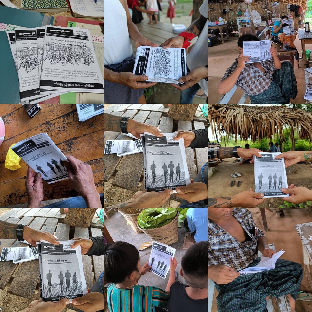 Ayadaw People's Strike Committee and Student Union distributed the 'Tumi' revolutionary news letters to the residents in #Ayadaw Twp, #Sagaing on Sep20.

#2023Sep20Coup    
#WarCrimesOfJunta   
#WhatsHappeningInMyanmar