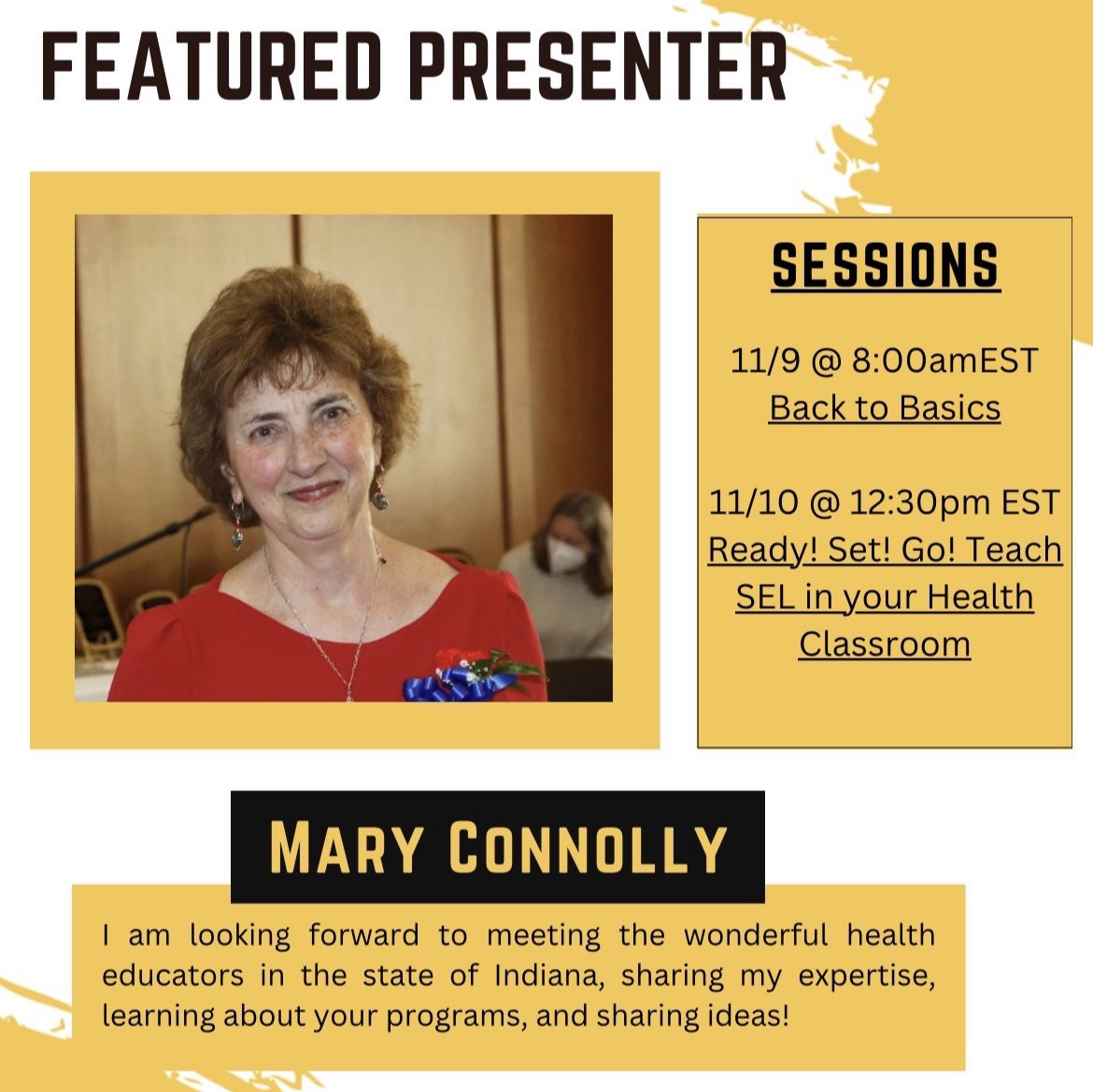 Indiana SHAPE (@indianashape) on Twitter photo Did you guess right?
This featured presenter for #INSHAPE23 is well-known for her work in the field of #HealthEd!
Makes sense <a href="/CoachMatheson/">Jessica Matheson (she/her)</a> was the first to guess correctly!
Looking forward to welcoming you, <a href="/connollymary2/">Mary Connolly</a> . Did you guess right?
This featured presenter for #INSHAPE23 is well-known for her work in the field of #HealthEd!
Makes sense <a href="/CoachMatheson/">Jessica Matheson (she/her)</a> was the first to guess correctly!
Looking forward to welcoming you, <a href="/connollymary2/">Mary Connolly</a> .