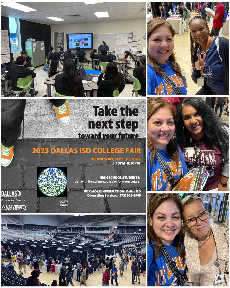 1124missliz's tweet photo. Started this morning with staff members sharing their college journey, ended the day at the District Wide #CollegeFair &amp; got to see a college friend again💚💛🦉
#GreatInfo #GreatPeople @CounselingDISD @Cuellarcounsel @STAGinPG @DrReyC @TeamDallasISD @dallasschools @TransformDISD https://t.co/YiX5qkxhaH