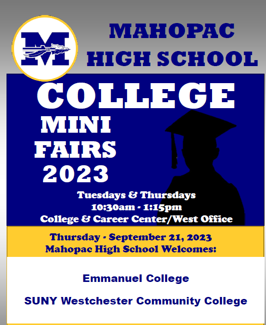 MHS 2023 College Mini-Fair Program: Check it out! <a href="/tonateach/">Christine Tona</a> @PacHS_Principal <a href="/MahopacSchools/">Mahopac Schools</a>