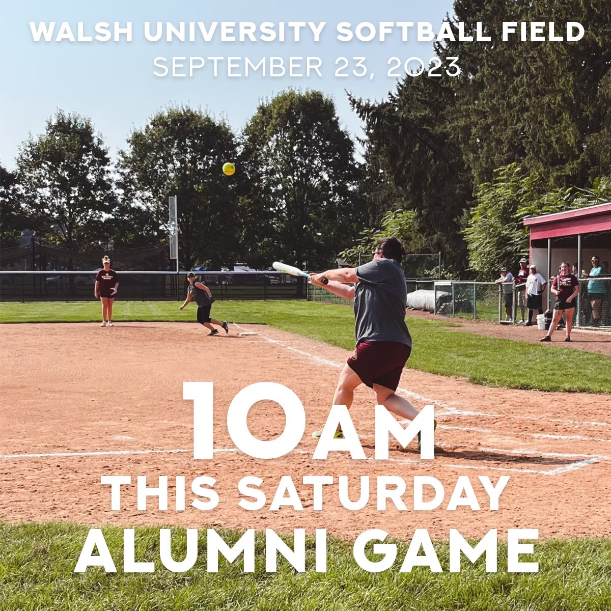 WALSH SOFTBALL ALUMS!

Slow-pitch game will start at 10am! Food catered at 11:30! 

It’s going to be an EPIC turn out! 

There is a football game at 12pm, unless you want to pay for parking, you will have to park across the street and walk under the bridge to the softball field