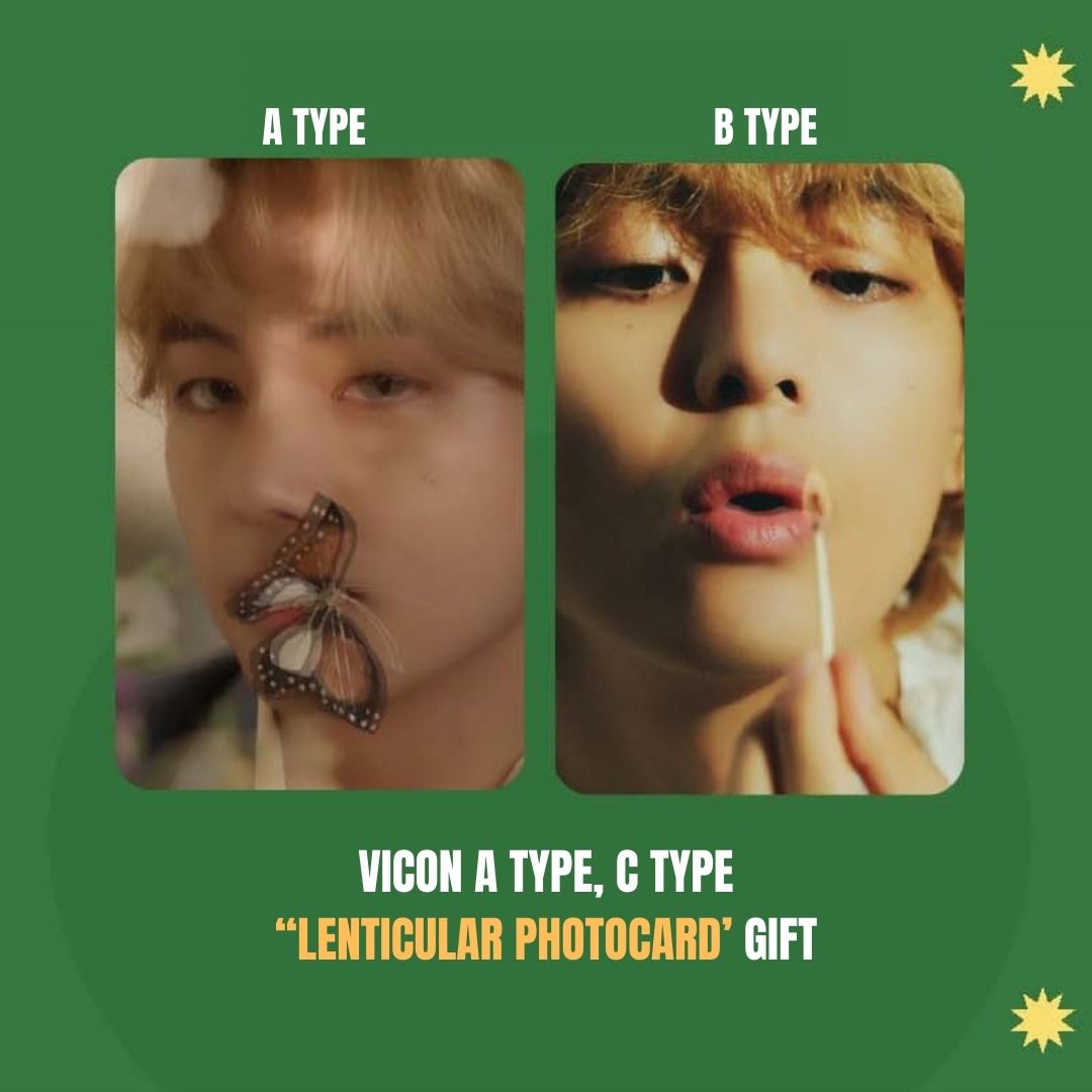 cokodive's tweet photo. BTS V DICON ISSUE N°16 V : VICON
You can now get Lenticular Photocards at COKODIVE if you get Type A &amp; Type C for VICON!💚

🔗https://t.co/vOlPJzpN9I

#vicon #cokodive #vdicon https://t.co/EodVQ0DJCc