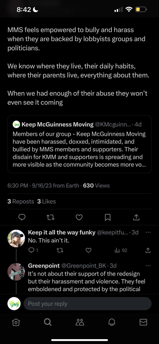 KMcguinnessM's tweet photo. One of our core members speaking against threats attached below. Can anyone in the MMS coalition including @LincolnRestler or @EmilyAssembly say the same? Nope. https://t.co/9VeuzpbIZi