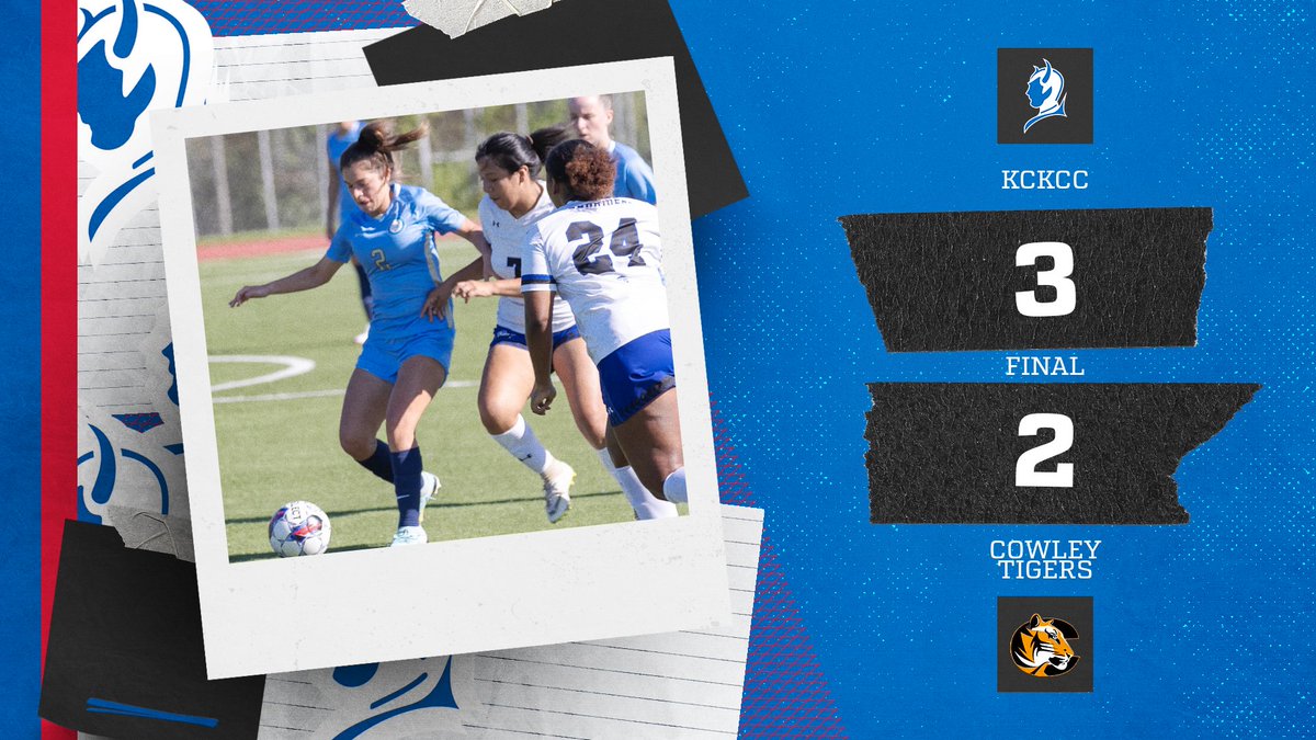 KCKCCAthletics's tweet photo. WSOC: A HUGE come from behind win for @bluedevil_wsoc! #17 KCKCC takes down #10 Cowley County 3-2! Great job girls! https://t.co/uweRtZXL7K