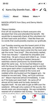 KC_GremlinFball's tweet image. Mason Update from the family. Click on the photos to see/read the full message  #MasonStrong 🙏🙏