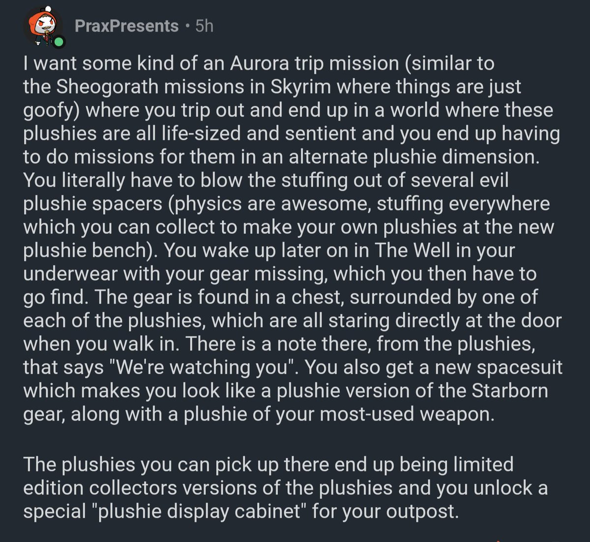 trevorkiers's tweet photo. @StarfieldGame @BethesdaStudios 

DLC Request Attached. I think this would make a great set of side quests!

#Starfield
#BethesdaGameStudios https://t.co/HAUP7DBdfc