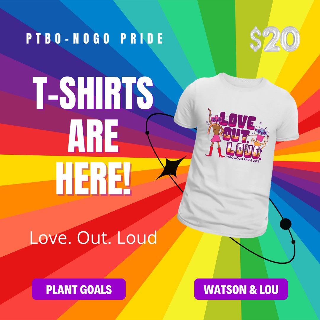 Have you gotten your PTBO-NOGO Pride 2023 T-Shirts?⁣⁣The Limited Edition 2023 Peterborough Pride T-shirts featuring the sharp “LOVE. OUT. LOUD." design are available though we here that the crew necks might be sold out!

📍Pick yours up at Watson &amp; Lou (383 Wa...