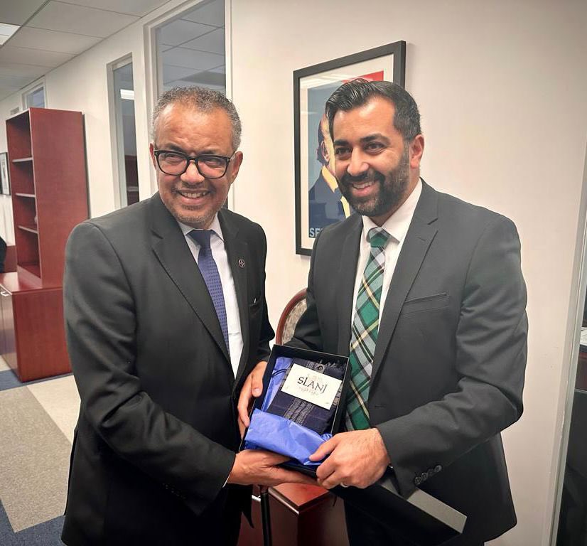 Had a good meeting with First Minister <a href="/HumzaYousaf/">Humza Yousaf</a> on the health risk factors - such as alcohol and drug consumption, which are driving the prevalence of noncommunicable diseases and how we can work together to tackle these. Welcomed his commitment to #HealthForAll. #UNGA