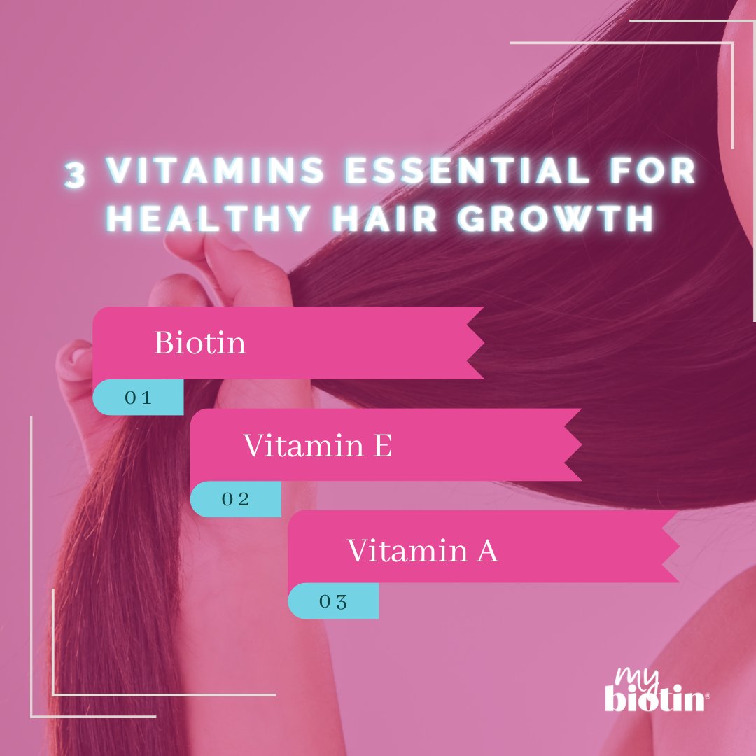 Promote healthy hair growth with these 3 essential vitamins! 🌱🦳 #MyBiotin #Biotin