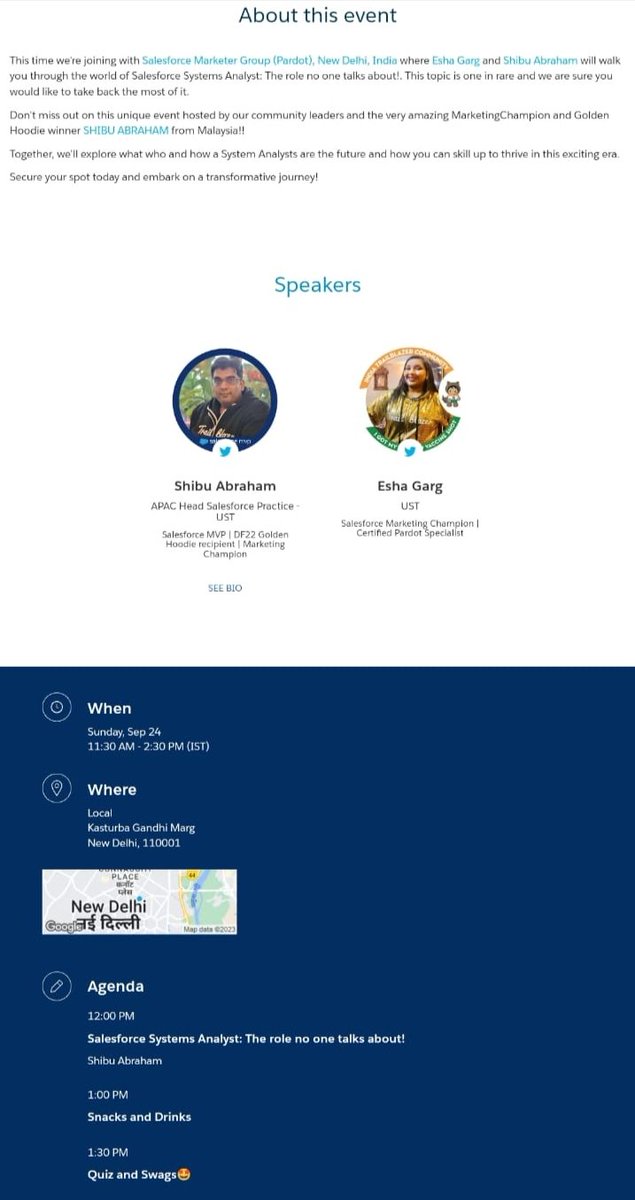 This time we're joining @salesforce @PardotNewDelhi, @SFNPGhaziabad & @SFNoidaNPGroup where @TrailblazerEsha and @shibua will dive you into the world of #SalesforceSystemsAnalyst So don't forget to join us on the 24th Sep. #RSVP now