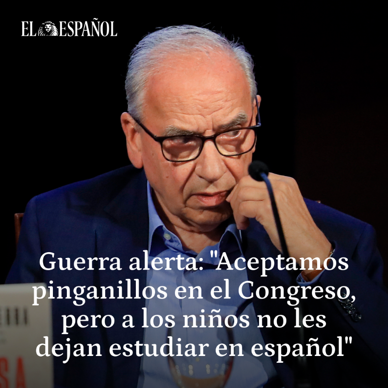 elespanolcom's tweet photo. Alfonso Guerra alerta durante la presentación de su libro: "Aceptamos pinganillos en el Congreso, pero a los niños no les dejan estudiar en español"

➡️ El exvicepresidente también advierte de un "peligro para la democracia" por los pactos del PSOE de Sánchez con los separatistas