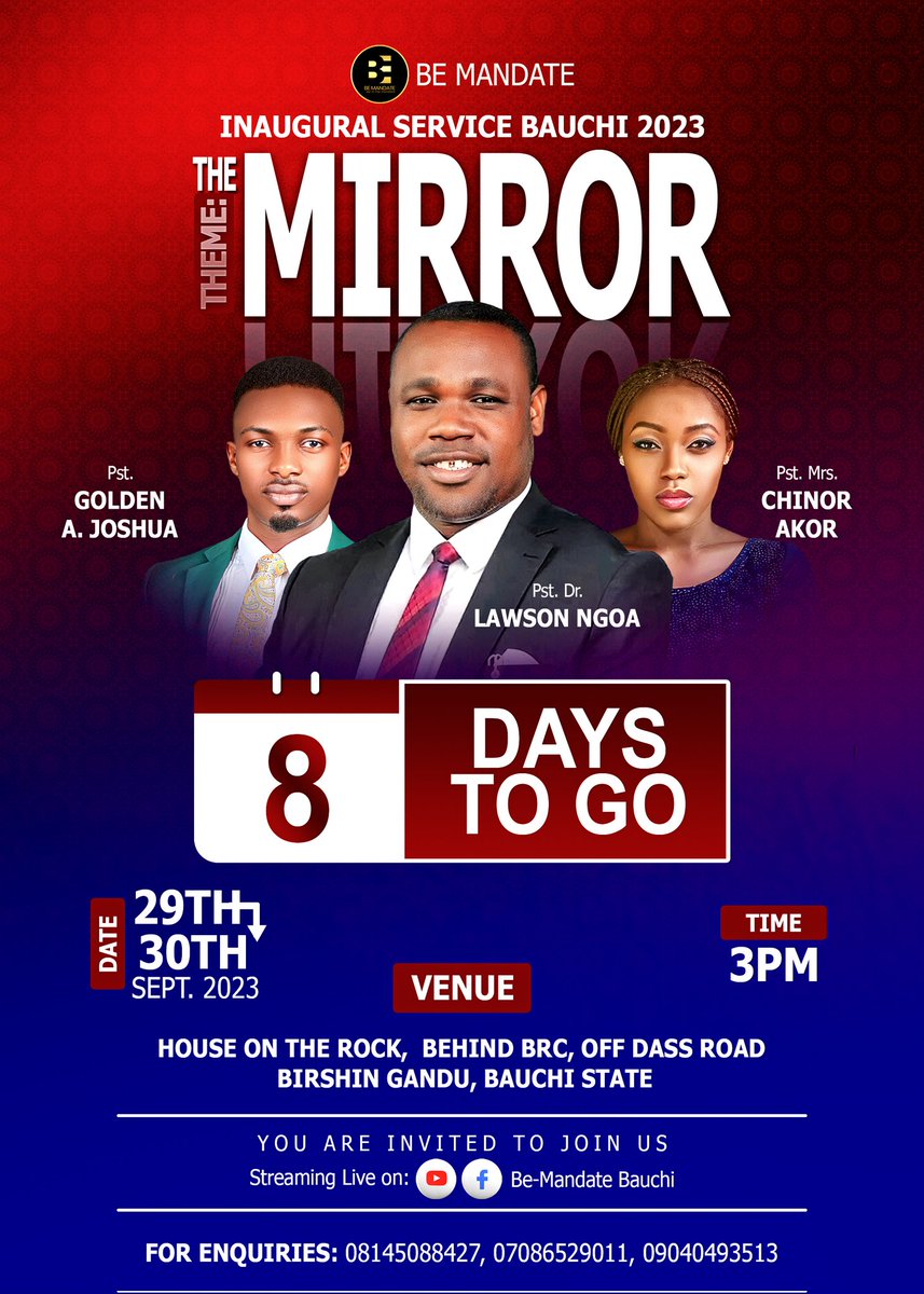 BeMandateBauchi's tweet photo. 08 Days: The excitement is growing, like the flame of a candle, lighting the way to a new beginning.π #Inauguralservicecountdown #BeMandate #BMBauchi #BMBInauguralService #BeMirrored #ReflectHisImage πΏ https://t.co/WZKFRl864X