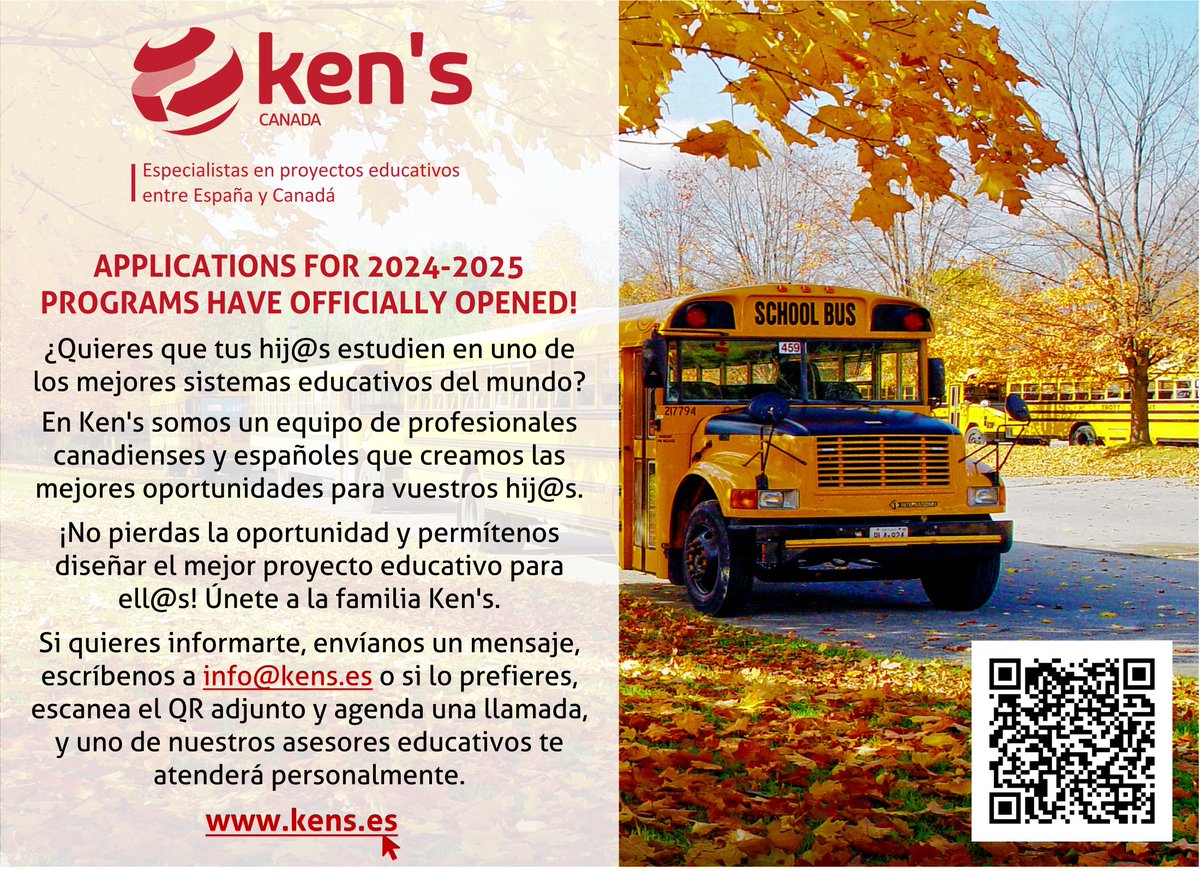 kenseducation's tweet photo. 📢 𝐀𝐁𝐈𝐄𝐑𝐓𝐎 𝐄𝐋 𝐏𝐋𝐀𝐙𝐎 𝐃𝐄 𝐈𝐍𝐒𝐂𝐑𝐈𝐏𝐂𝐈𝐎𝐍𝐄𝐒 𝐏𝐑𝐎𝐆𝐑𝐀𝐌𝐀𝐒 𝐄𝐍 𝐂𝐀𝐍𝐀𝐃𝐀́ 𝐂𝐔𝐑𝐒𝐎 𝟐𝟎𝟐𝟒-𝟐𝟎𝟐𝟓 🇨🇦 

#desarrollopersonal #educacion #futuro #familia #love #idiomas #KensFamily #canada #estudiarencanada #estudiarenelextranjero https://t.co/RYelkBNuJ0