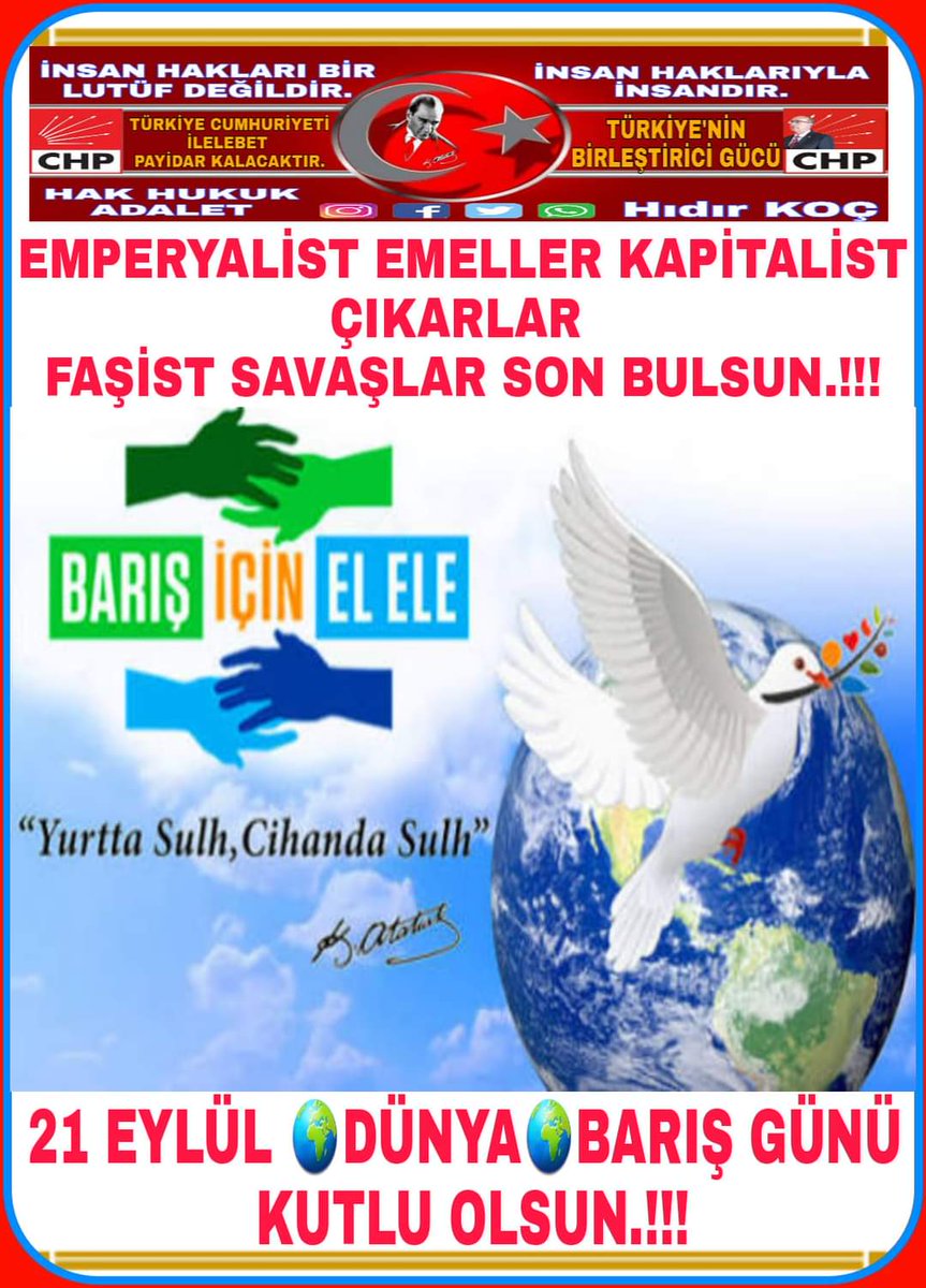 hidirkoc12's tweet photo. ✍GÜNAYDIN 🌍 DÜNYA 🌍 MERHABA🤝
                   NE GÜZEL DEĞİLMİ 
Çirkinlikler anlamsız kavgalar ve kirli çıkar
İlişkileri son bulsa, sevgi özlem ve hasret
                       GALİP  GELSE
   BÜTÜN 🌍 DÜNYA'DA 🌍 BARIŞ OLSA
#YaşasınDünyaBARIŞI https://t.co/NAoK3KcHqY