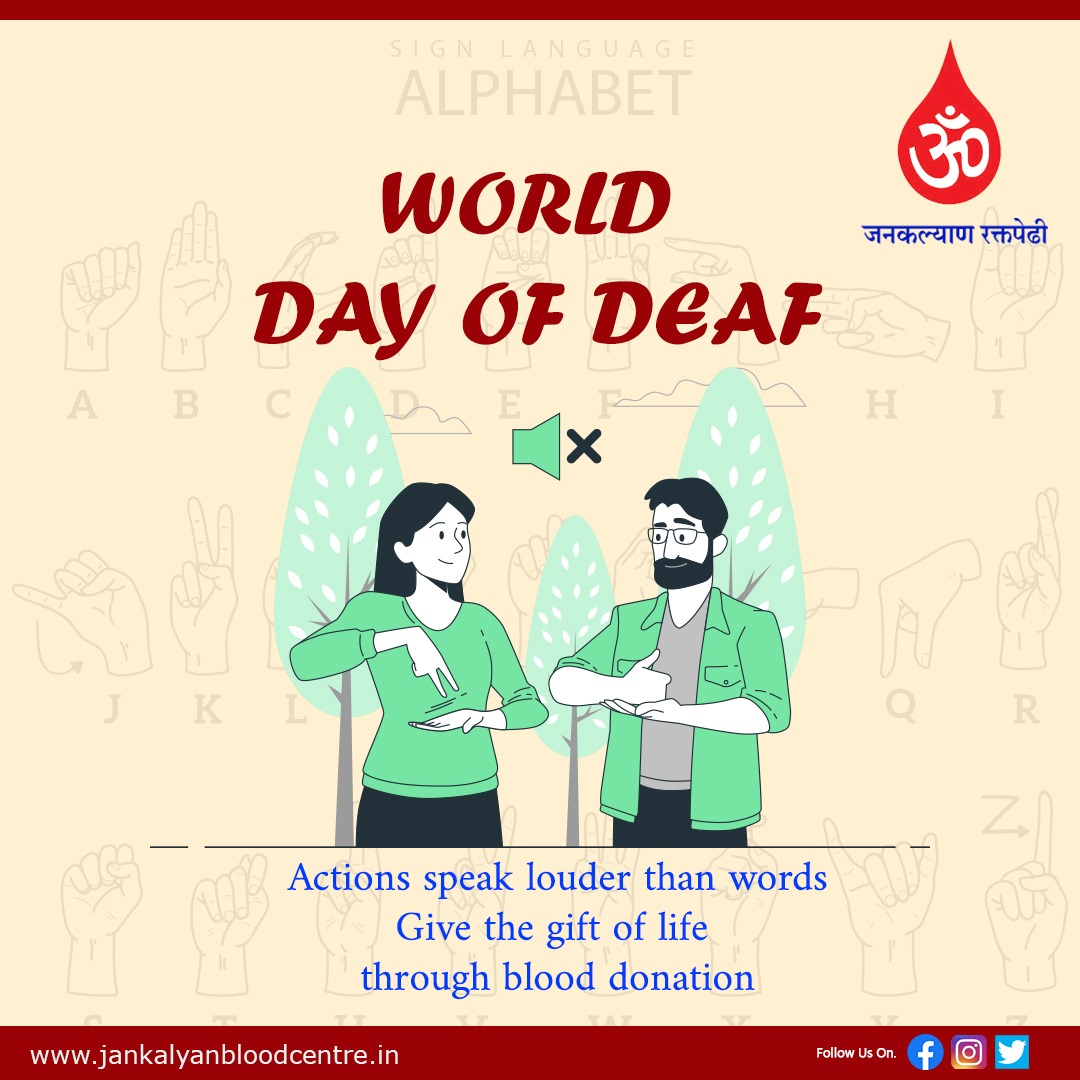 jkbbpune's tweet photo. World Day of Deaf
#WorldDeafDay #deaf #DayofTheDeaf #JankalyanBloodBank #JankalyanBloodCentre #JKBC https://t.co/6hYmZihCiV