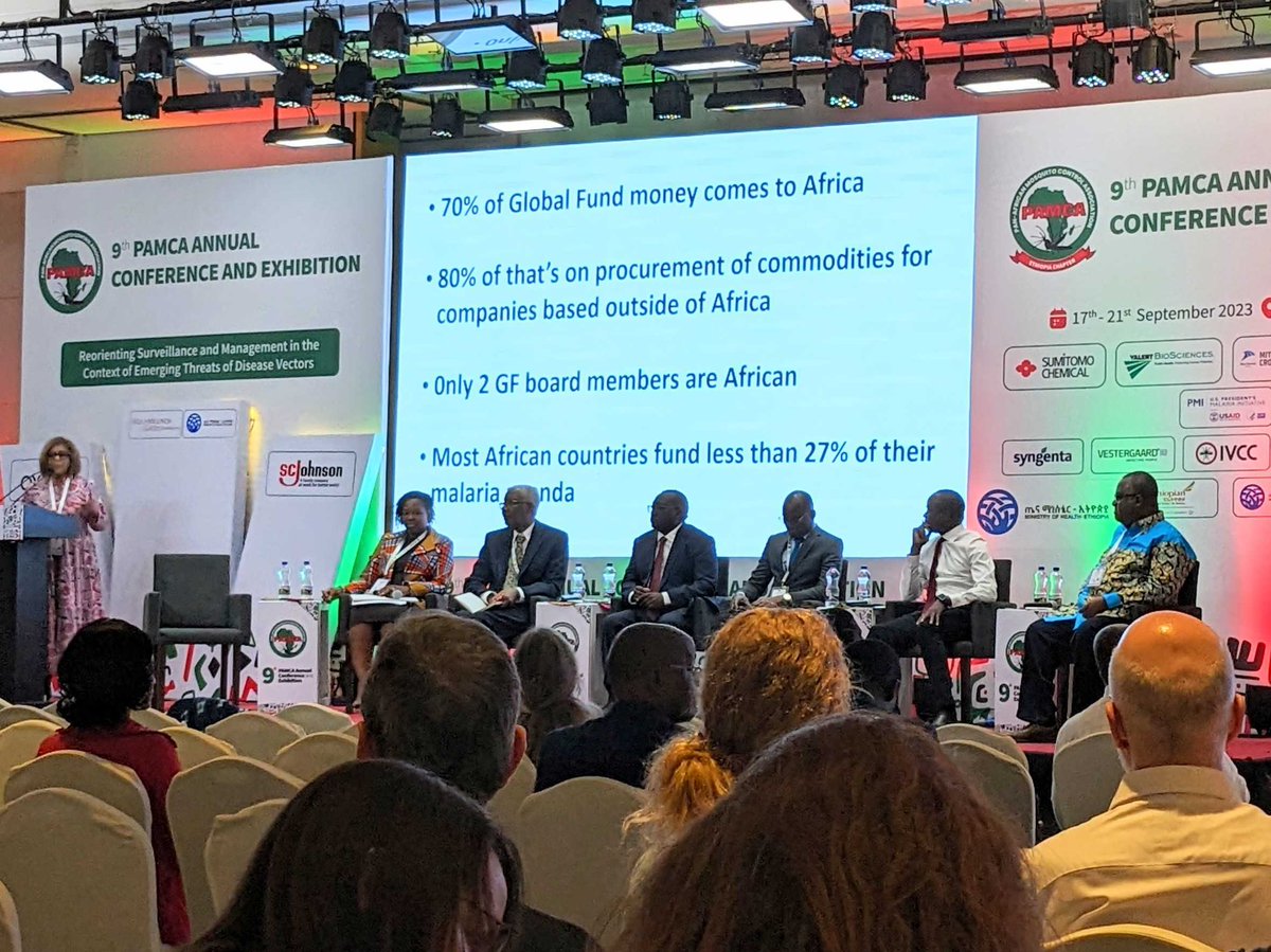 #PAMCA2023 panel: Pivoting to African-derived and led impactful research and intervention implementation 🗣️

<a href="/raman_jaishree/">Jaishree raman</a> highlights stats showing low African representation on international #malaria control initiatives, despite being the focus of efforts.