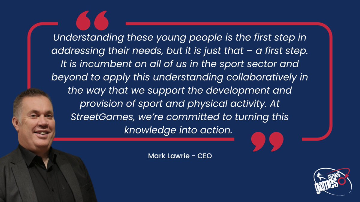 📢 1,000 reasons to put sport front &amp; centre

Our CEO @MarkLawrie_SG blogs about the power of sports to transform young lives. He discusses the barriers revealed in the 1,000 Young Voices survey &amp; our commitment to creating accessible sports opps for all!

streetgames.org/2023/09/21/100…