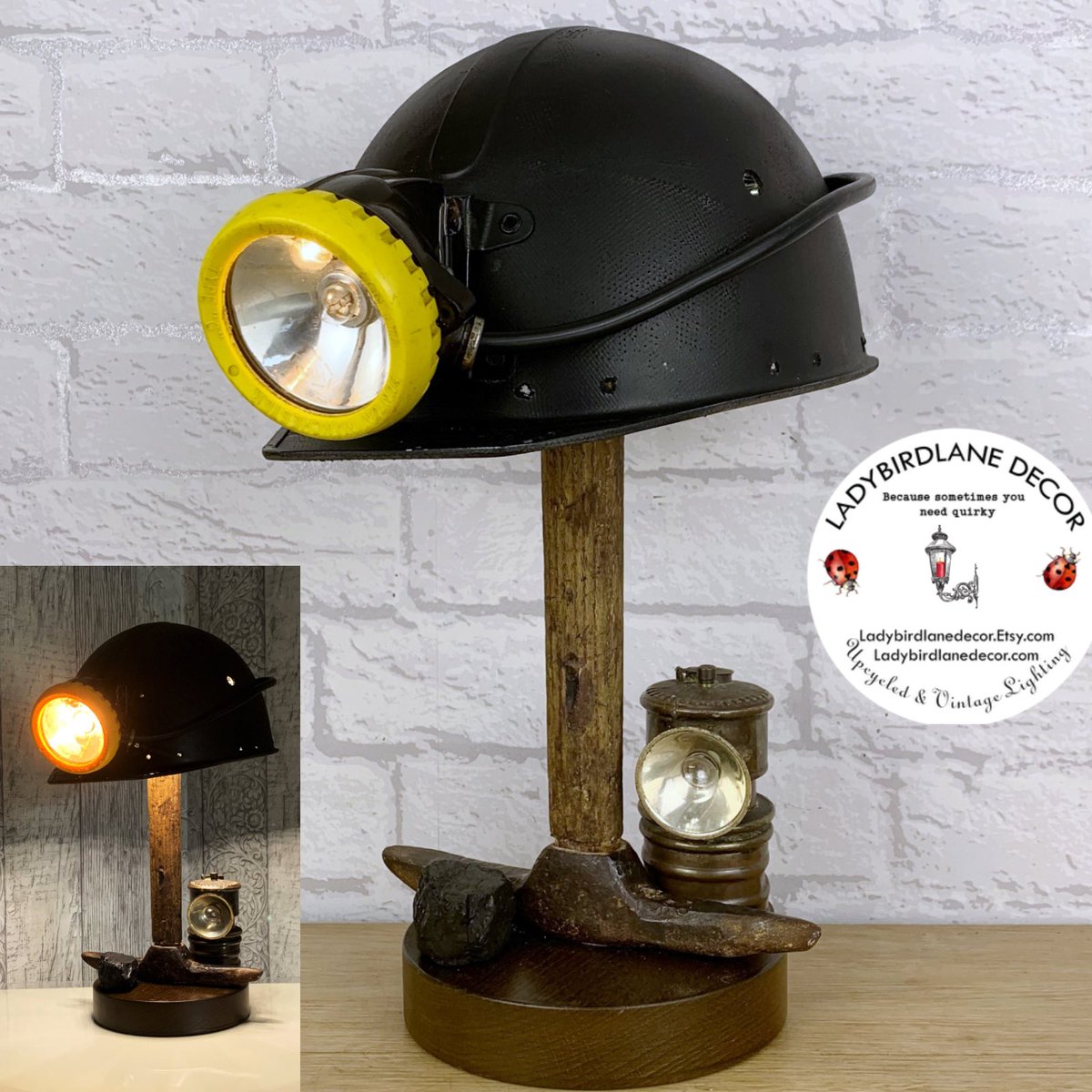 Our unique Miners Helmet Lamps are made with authentic vintage helmets, lamps and picks. Grab a bit of history while you can. A fabulous gift idea or just treat yourself. #MHHSBD #EarlyBiz