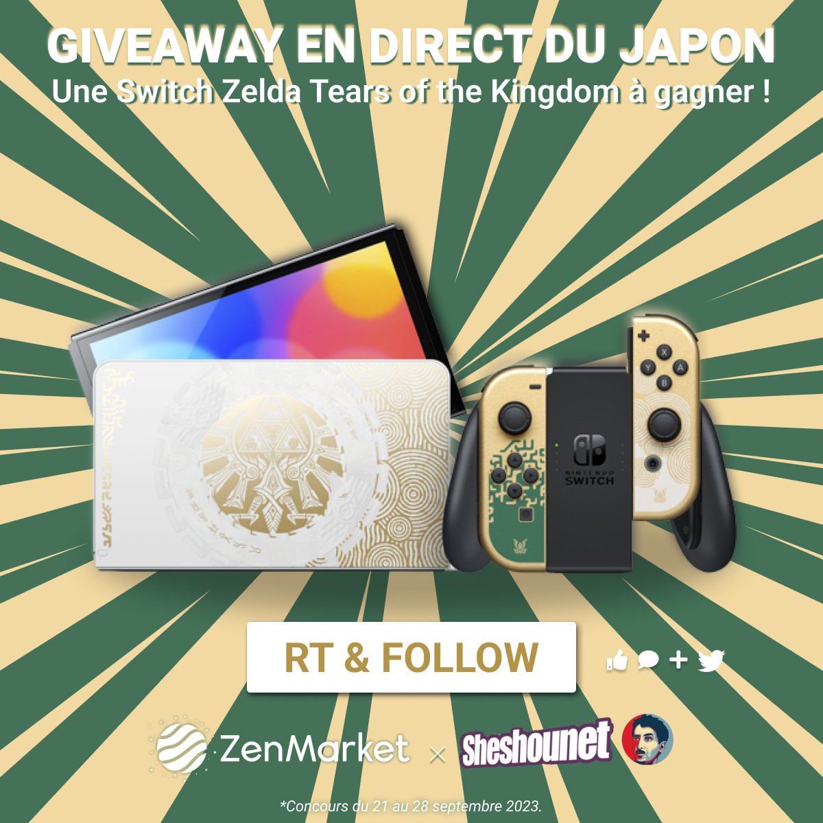 Sheshounet (@sheshounet) on Twitter photo 🎁Concours pour gagner une Switch Zelda Tears of the Kingdom qui vient du JAPOOON grâce à <a href="/zenmarket_fr/">ZenMarket France</a> ! 🎁
Pour participer - Follow:
<a href="/zenmarket_fr/">ZenMarket France</a> + <a href="/Sheshounet/">Sheshounet</a> + RT ce tweet!
Tirage le 28 septembre📷 🗓️ 🎁Concours pour gagner une Switch Zelda Tears of the Kingdom qui vient du JAPOOON grâce à <a href="/zenmarket_fr/">ZenMarket France</a> ! 🎁
Pour participer - Follow:
<a href="/zenmarket_fr/">ZenMarket France</a> + <a href="/Sheshounet/">Sheshounet</a> + RT ce tweet!
Tirage le 28 septembre📷 🗓️