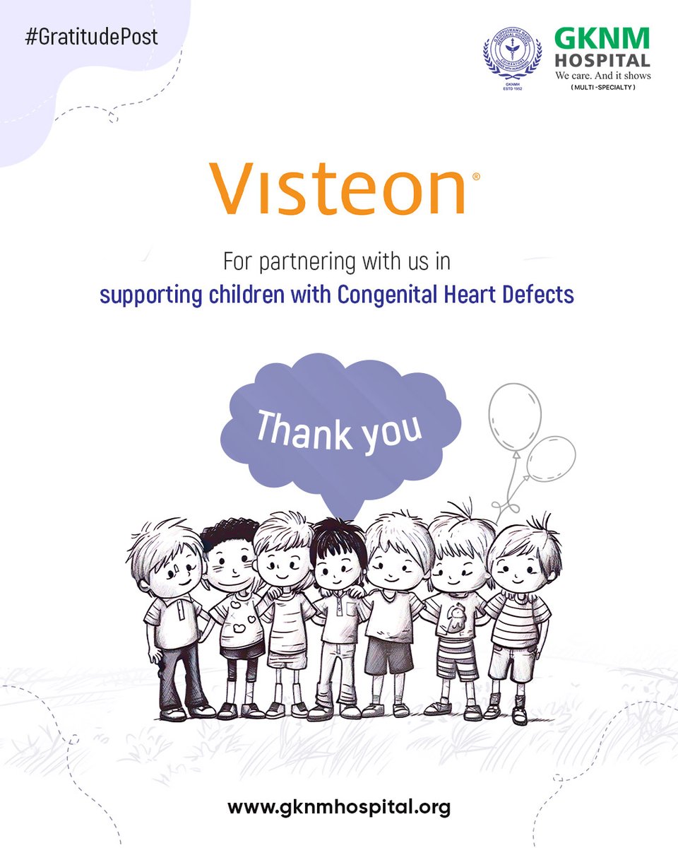 Every support that we render for #children is huge. We are really #grateful to #Visteon for partnering with us through the #CSRactivities in #supportingchildren with #CongenitalHeartDefects. #Thankyou for your trust & #support.

@Visteon

#GratitudePost #GKNM  #GKNMHospital