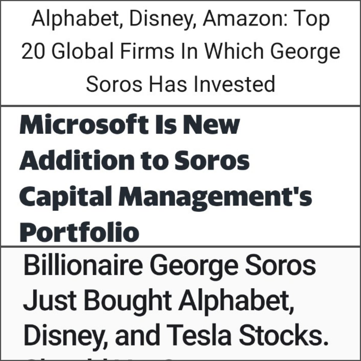 Starboy2079's tweet photo. From last 3-4 years, Soros has been buying shares of tech companies in huge quantity
Currently Soros has major stake in Alphabet (Google), Microsoft, Amazon, Disney, Netflix, Teala etc
Now Soros has 8% stake in Alphabet (Parent company of Google), which also owns YouTube
1/2 https://t.co/fMl8w9XeDz
