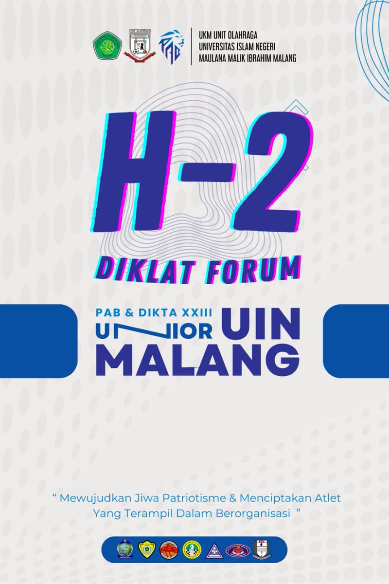 ‼️ H-2 DIKLAT FORUM PAB &amp; DIKTA XXIII UNIOR‼️

Mari bersama-sama belajar dan terus semangat dalam berproses 🙌🏻

Salam Olahraga! 💪🏻