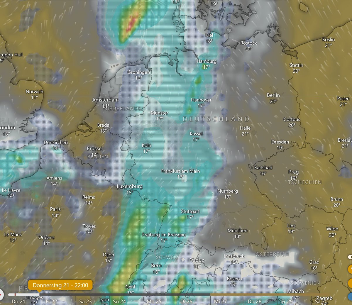 Guten Morgen,
Donnerstag, 21.09.23   Boah...

#WeltAlzheimertag
#AbgasfreiTag
#WelttagderDankbarkeit
#Weltfriedenstag

So, UN Vollversammlung heute aber!
Wehe nicht!

#Wetter
Anfangs gut, im kompletten Westen später Wolken, dann feucht. Das überzieht später fast alle. 22-28 Grad