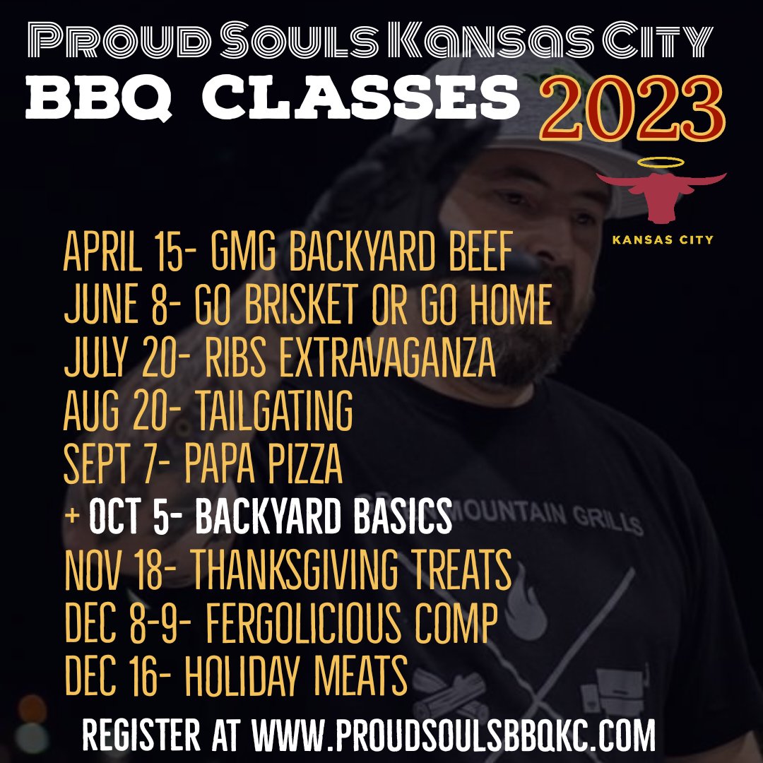 Next class at @proudsoulsbbqkc will be our Backyard Basics Class!  

Go to proudsoulsbbqkc.com to register for this class or any of our upcoming classes!  

#proudsoulsbbqkc #teamproudsouls #proudsoulsbbqandprovisions #kingdomofQ #kcmo #northland #kansascity #backyardbbq