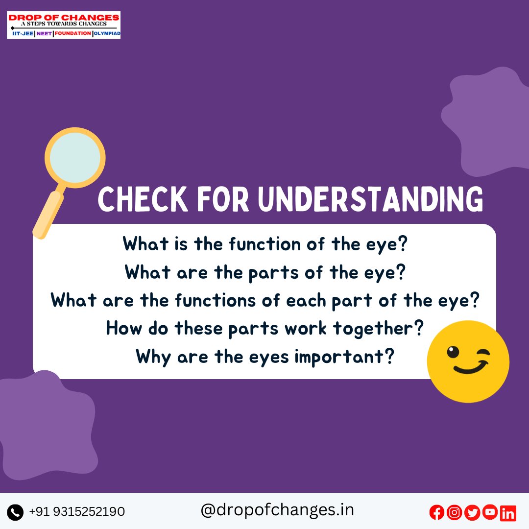 PARTS OF THE EYE  PART-4

  For More Information :- 
📞- +91 9315252190 
📷dropofchanges.in 

#dropofchanges #NEET #neetpreparation #neetexam #biology #eyes #ncertbiology #ncert #maharashtradesha #stateboard #HumanBiology