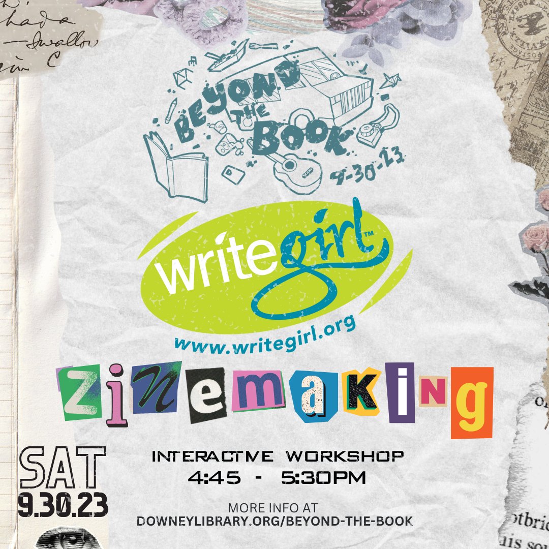 Join WriteGirl in the Workshop for a special zine making activity! WriteGirl is an acclaimed creative writing and mentoring organization serving more than 700 teens and young adults annually, mainly from greater Los Angeles.