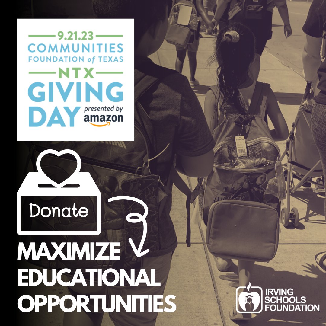 🎉 TOMORROW is #NTXGivingDay2023!

Our goal is to never turn a child away, but that is only possible with the support of our community. 💙💛💚

🎓✏️ Visit our North Texas Giving Day portal to donate:
 northtexasgivingday.org/organization/I…