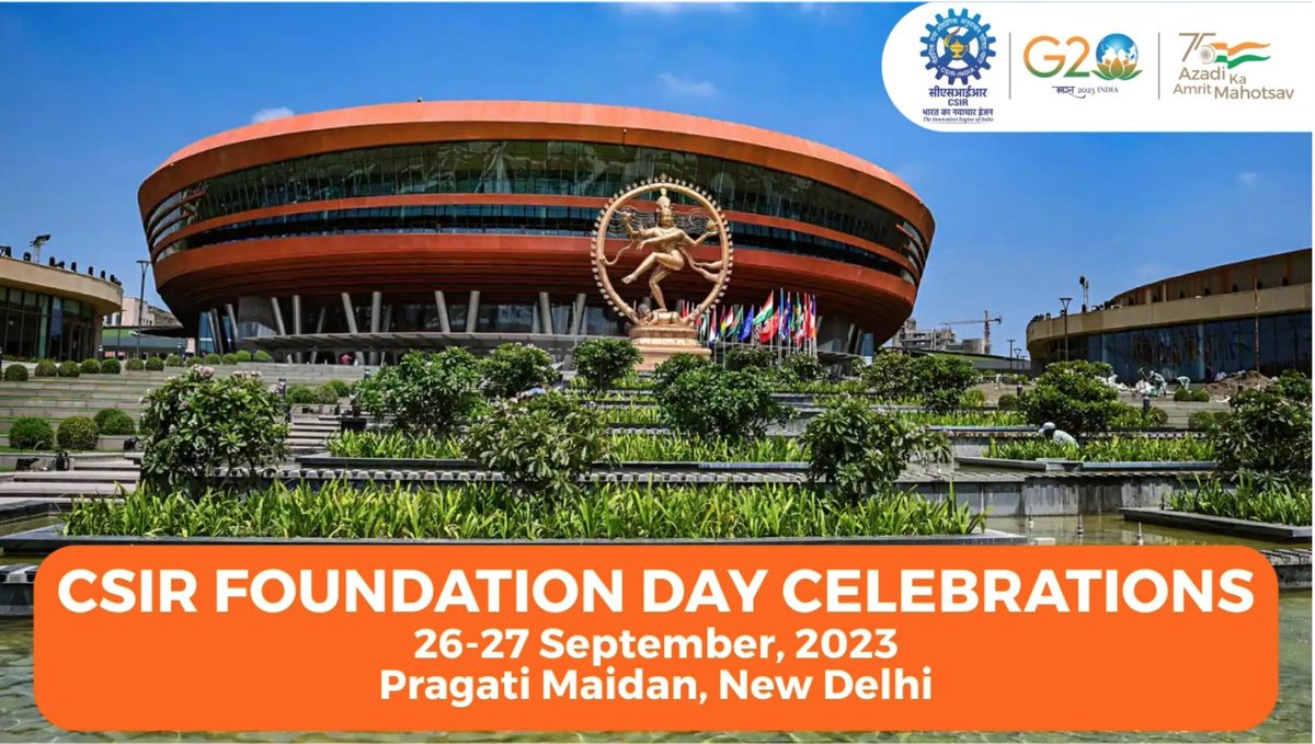 CSIR, India (@csir_ind) on Twitter photo 82nd CSIR Foundation Day Celebrations
26 & 27 September 2023
Main event at Bharat Mandapam and a CSIR Mega Exhibition in Hall No. 2 (First Floor)
<a href="/DrJitendraSingh/">Dr Jitendra Singh</a> <a href="/DrNKalaiselvi/">N Kalaiselvi</a> <a href="/PMOIndia/">PMO India</a> <a href="/PIB_India/">PIB India</a> 82nd CSIR Foundation Day Celebrations
26 & 27 September 2023
Main event at Bharat Mandapam and a CSIR Mega Exhibition in Hall No. 2 (First Floor)
<a href="/DrJitendraSingh/">Dr Jitendra Singh</a> <a href="/DrNKalaiselvi/">N Kalaiselvi</a> <a href="/PMOIndia/">PMO India</a> <a href="/PIB_India/">PIB India</a>