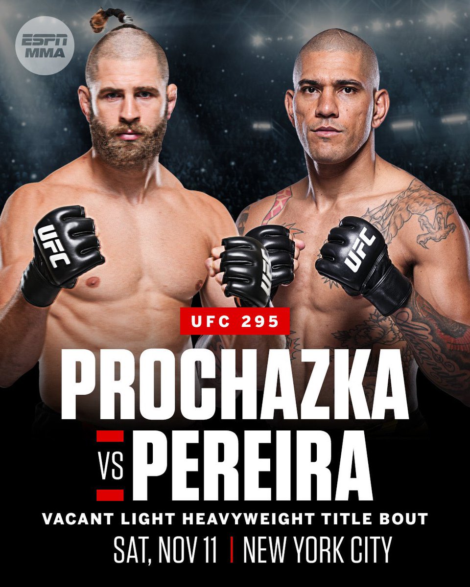 FqMMA's tweet photo. 🚨Co-Main Event #UFC295 :
#JiriProchazka 🆚 #AlexPereira booké pour le 🏆 vacant des LHW ‼️
🚨 11 novembre, NY
🔥🔥🔥 https://t.co/cypBgA9z6I
