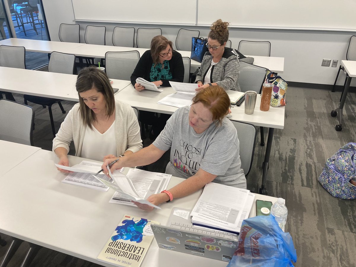 BryanMcDonaldPD's tweet image. Students digging into the Missouri Learning Standards and Priority Standards. Then identifying potentially challenging vocabulary. Finishing up with review of item analysis and blueprints. Making all the connections. #ucmoedlead #UCMOTeachRed.