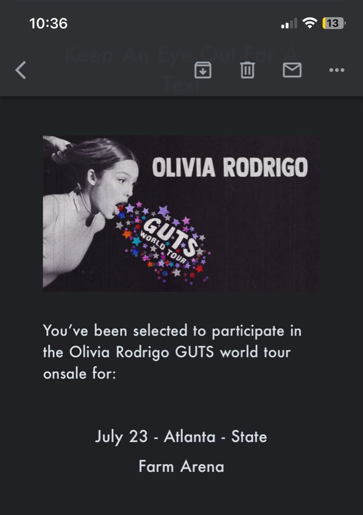 polarrkuma_'s tweet photo. waitlisted for sour tour and now a code for guts tour in atlanta!!! pls let me get tickets https://t.co/lEbztB6OGT