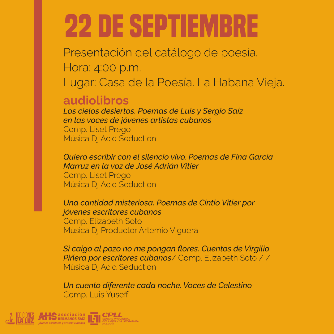 Ediciones_LaLuz's tweet photo. 🟡 En la tarde del viernes 22, nuestra anfitriona será la Casa de la Poesía, donde serán presentados varios títulos del catálogo de poesía (consultar imágenes adjuntas). https://t.co/elCfQm5fF8