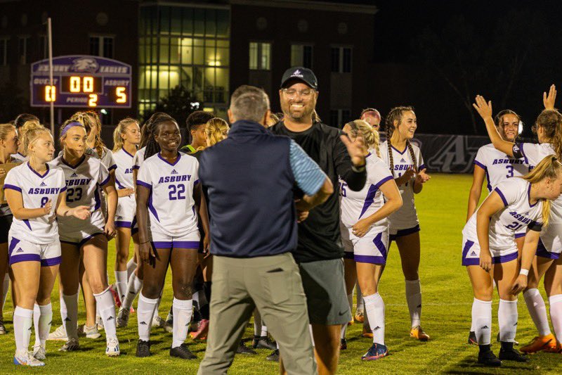AsburyEagles's tweet photo. Good win tonight over Berea, 5-0‼️
•
Congrats to Head Coach Zach Welch, recording his first win as head of the program… with many more to come🔥
• 
We will be back in action Saturday at Covenant, kicking off at 1 PM⚽️ #TeamAU https://t.co/mufcaWnU1W