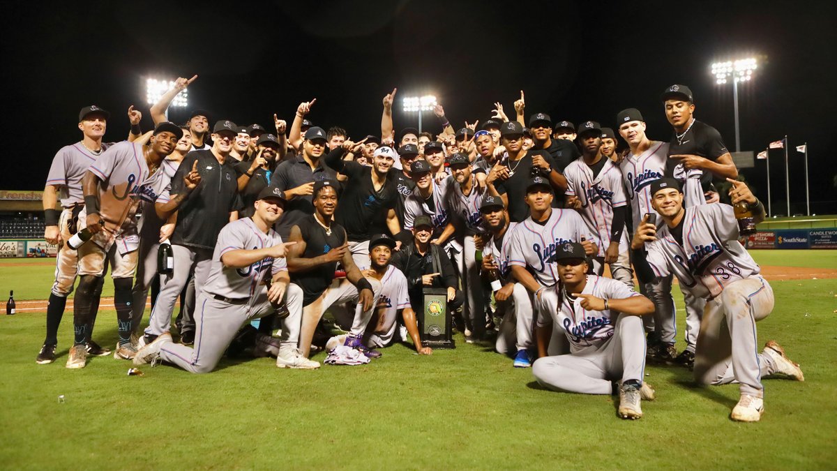 MLBPipeline's tweet photo. The #Marlins' Single-A affiliate counted on strong pitching -- including 2022 second-rounder Jacob Miller -- and small ball in the finale to win its first Florida State League title: https://t.co/nK0OEgWLS9 https://t.co/1mmVOEOpER