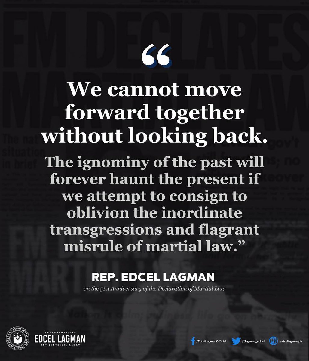 lagman_edcel's tweet photo. STATEMENT OF REP. EDCEL C. LAGMAN ON THE 51ST ANNIVERSARY OF THE DECLARATION OF MARTIAL LAW https://t.co/qHEv3YcqUm