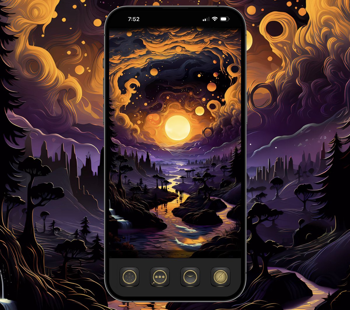 #Golden icons by @julartdream 
Icon overlays added with #ShowAE app by @SeanKly 
Wallpaper from #SmartWallpaperArt app by @SeanKly 
Screenshot made with #ScreenshotSL app by @SeanKly 
#NoJailbreak #iOS17 #iPhone14ProMax