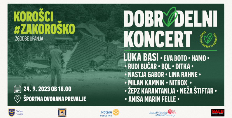 Press_Clipping's tweet photo. V nedeljo, 24. septembra, bo v športni dvorani Prevalje največji dobrodelni koncert na Koroškem, katerega rdeča nit bodo zgodbe upanja.

Vstop na koncert je brezplačen, zbirali pa se bodo prostovoljni prispevki za Prevalje. 

SE VIDIMO!
#pressclipping #zakoroško https://t.co/syNEOV2HLw