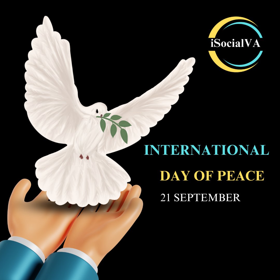 On this International Day of Peace, let's all commit to taking action for peace in our own lives and communities.

#iSocialVA #InternationalDayofPeace #PeaceDay #ActionsForPeace #GlobalGoals #PeaceBeginsWithMe #SocialMaediaMarketing #socialmedia #socialmediatips #Business #SMO